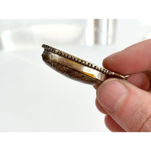 Sugilite Gemstone Oval Shaped Large Sterling Silver Vermeil 925 Vintage Pendant - Picture 2 of 10